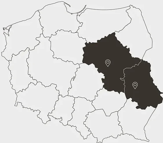 mapa polski z lokalizacjami firmy